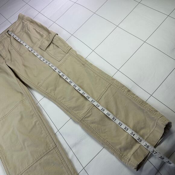 L.L.Bean Pants Womens 14 Petite Khaki Stretch Canvas Cargo Mid Rise Straight Leg - Picture 10 of 11